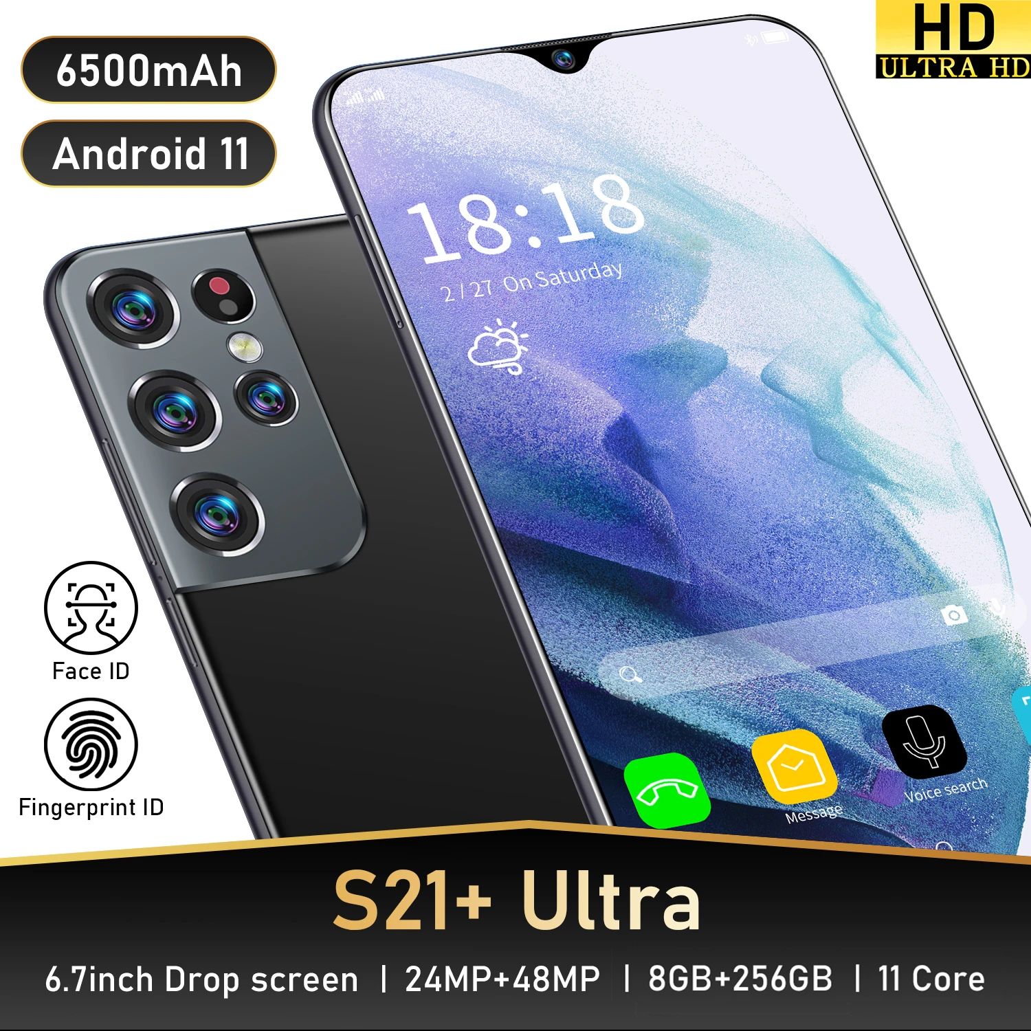 Galxy S21+ Ultra 6.7 Inch Full Screen Fingerprint ID 24+48MP 6500mAh 11 Core Smartphones 2021 12+512GB Andriod 11 Mobile Phone
Galxy S21+ Ultra 6.7 Inch Full Screen Fingerprint ID 24+48MP 6500mAh 11 Core Smartphones 2021 12+512GB Andriod 11 Mobile Phone