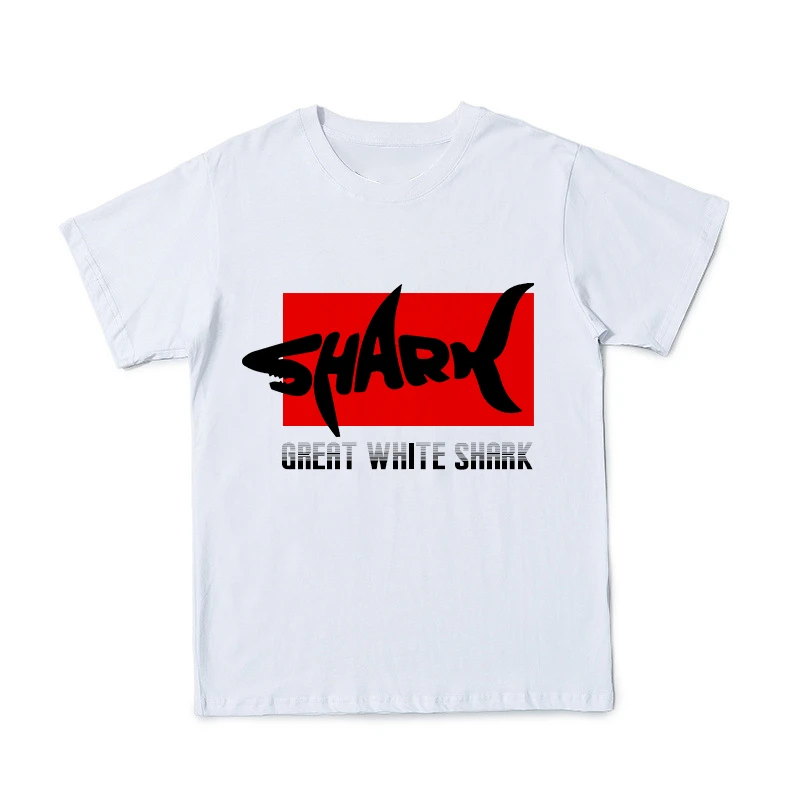 2021 летняя модная футболка унисекс с акулами детские белые футболки коротким