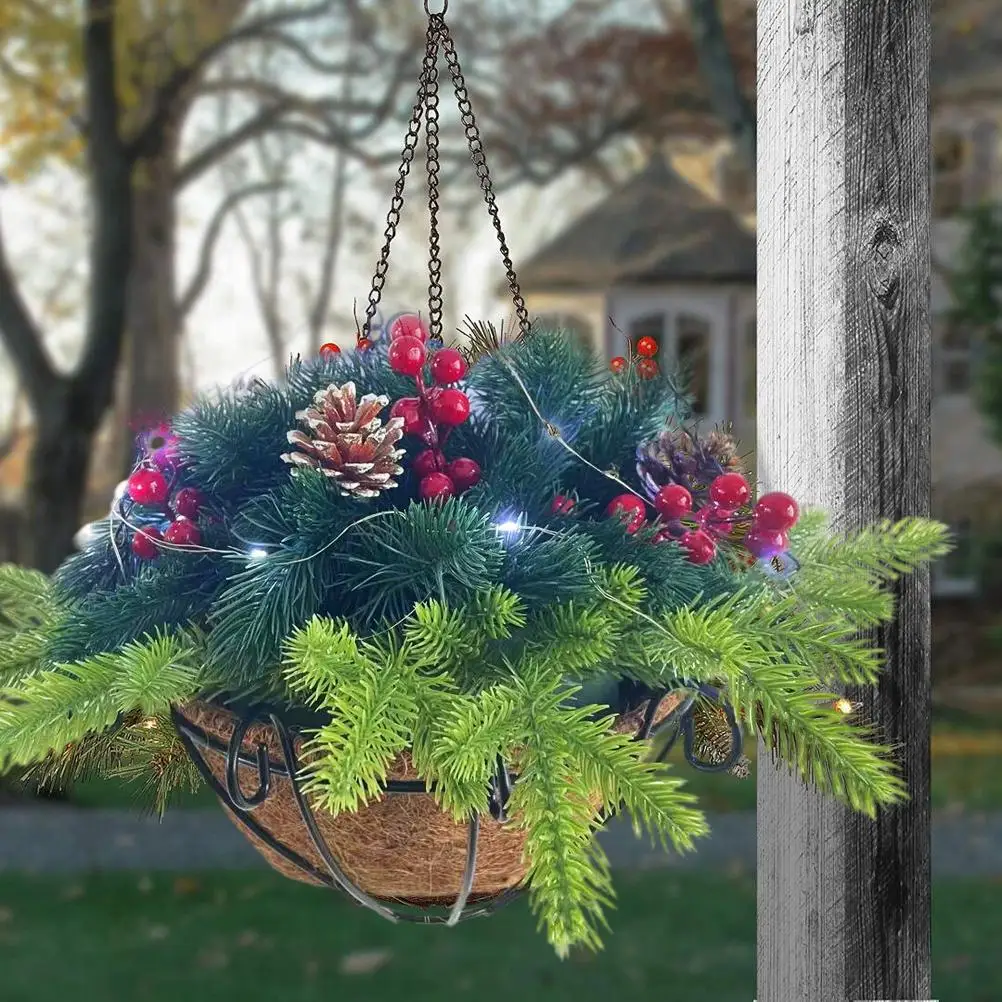 LED Lights Artificial Christmas Hanging Basket Flocked With Mixed Decorations And White LED Lights Outdoor Hanging Basket Decor
LED Lights Artificial Christmas Hanging Basket Flocked With Mixed Decorations And White LED Lights Outdoor Hanging Basket Decor