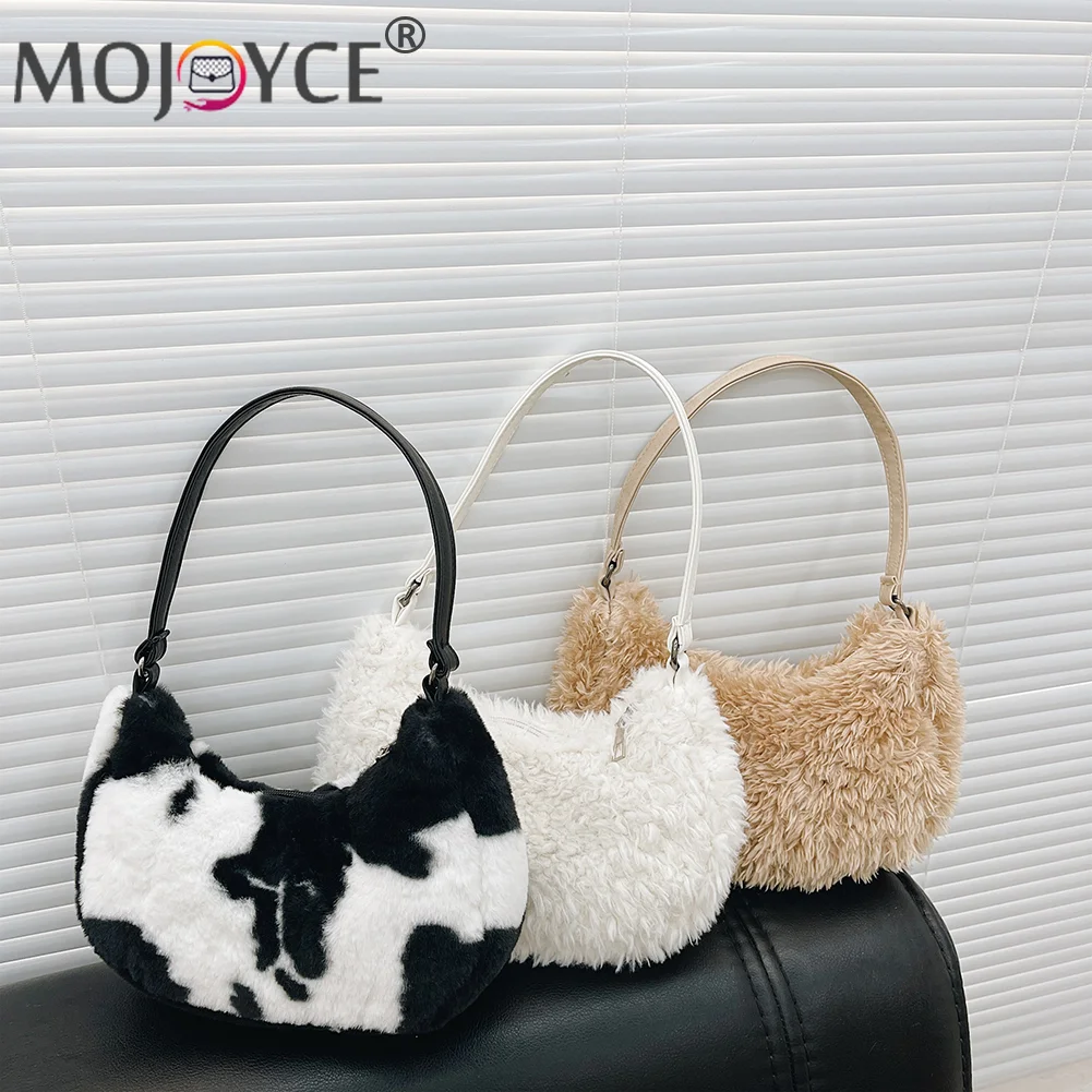 Fashion Soft Plush Women's Shoulder Underarm Hobos Bag Casual All-match Autumn Winter Pure Color Small Zipper Handbags
Fashion Soft Plush Women's Shoulder Underarm Hobos Bag Casual All-match Autumn Winter Pure Color Small Zipper Handbags