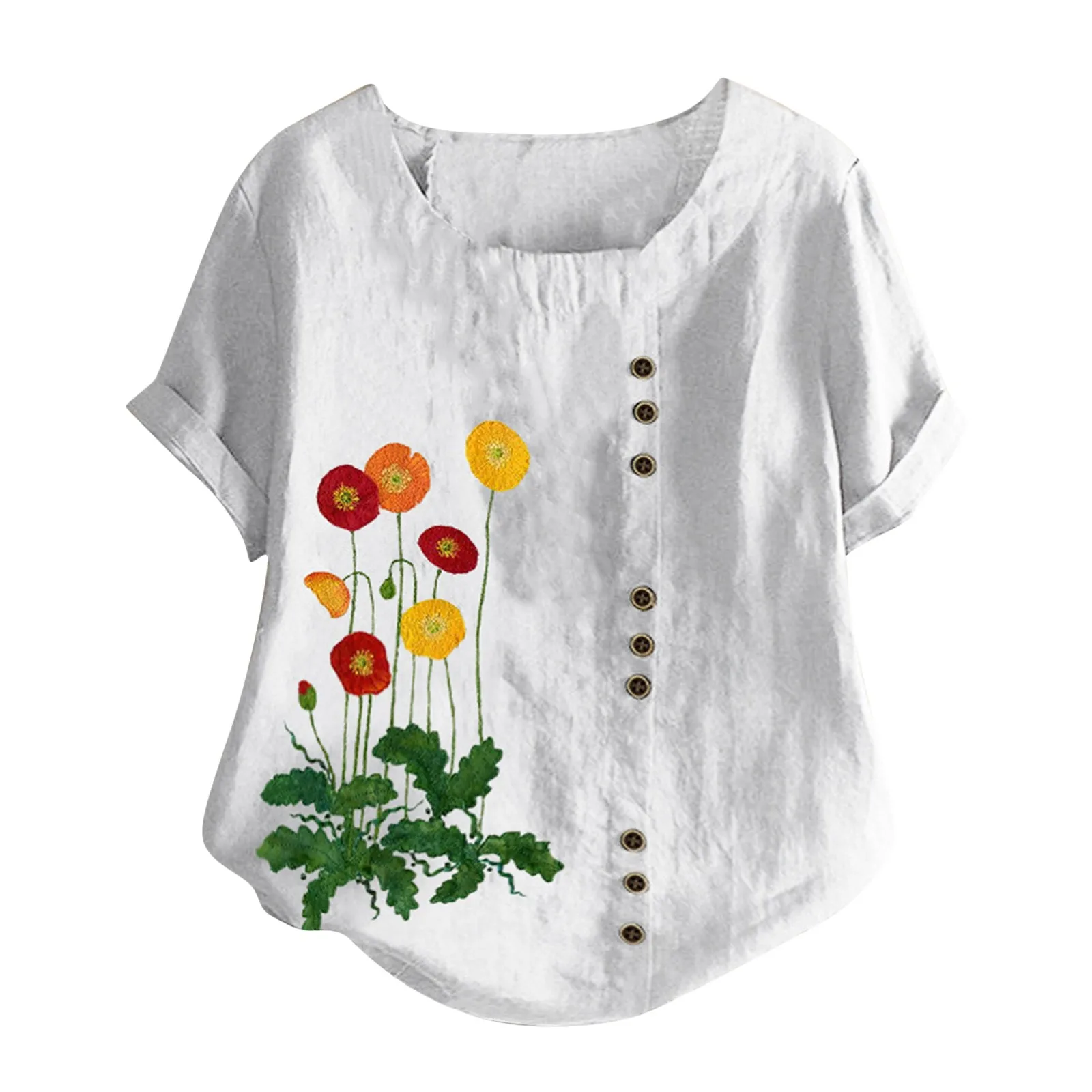 Женская блузка с круглым вырезом, повседневные топы свободного покроя
Женская блузка с круглым вырезом, повседневные топы свободного покроя