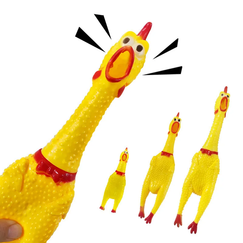 

17cm Yellow Rubber Screaming Chicken Pet Dog Cat Baby Funny Toy Squeak Squeaker Gift For Dogs Molar Chew Toys