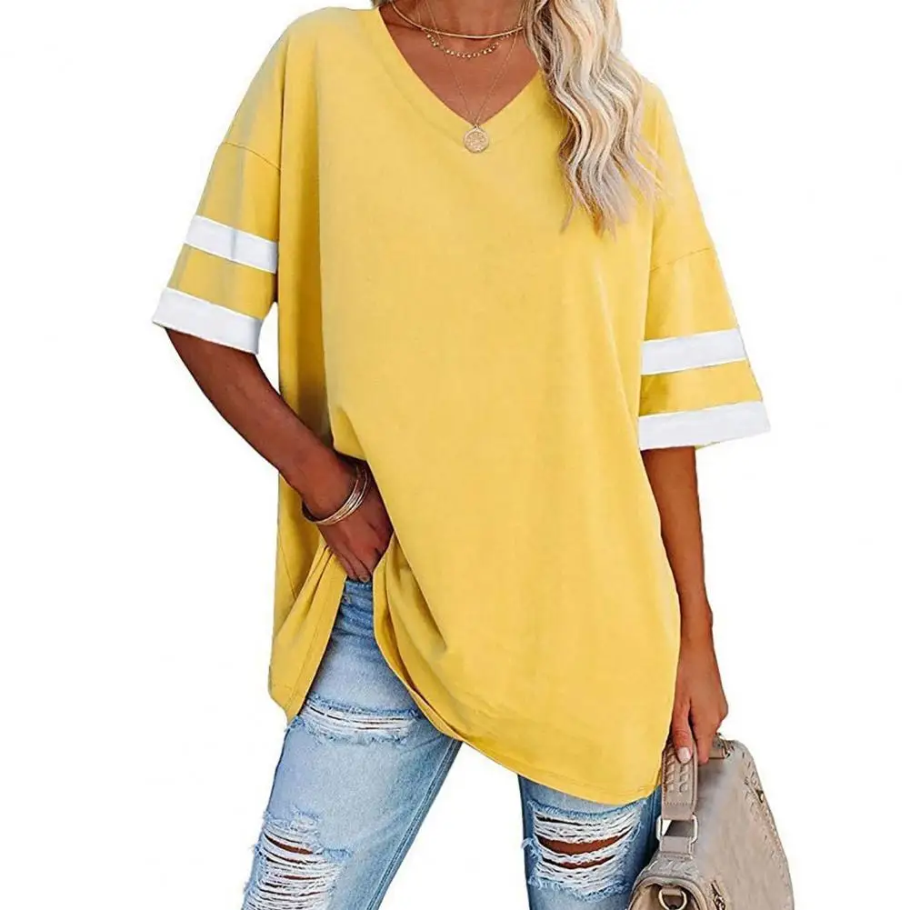 Summer Women T-shirt Fashion Half Sleeve V-neck Cool Color Block Thin Loose Tee Top Pullover Color Block Thin Loose Tee Top
Summer Women T-shirt Fashion Half Sleeve V-neck Cool Color Block Thin Loose Tee Top Pullover Color Block Thin Loose Tee Top