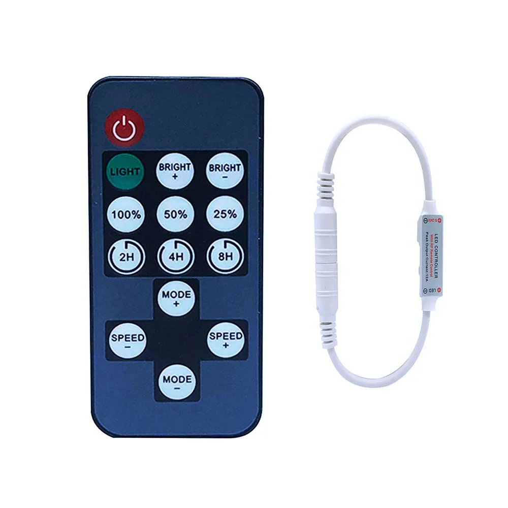 

14Key Monochrome Controller DC5-24V For 5050 2835 5730 5054 5630 3528 LED Monochrome Strips RF Mini Remote Control Dimmer