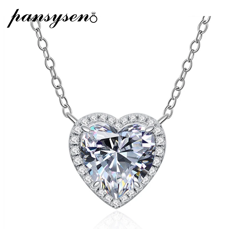 PANSYSEN Solid 925 Sterling Silver Love Heart Created Moissanite Gemstone Pendant Necklaces Choker Statement Women Necklace Gift
PANSYSEN Solid 925 Sterling Silver Love Heart Created Moissanite Gemstone Pendant Necklaces Choker Statement Women Necklace Gift