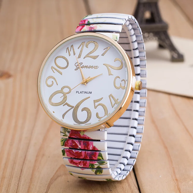 

Часы женские кварцевые с эластичным браслетом, люксовые простые цифровые с большим циферблатом и силиконовым ремешком