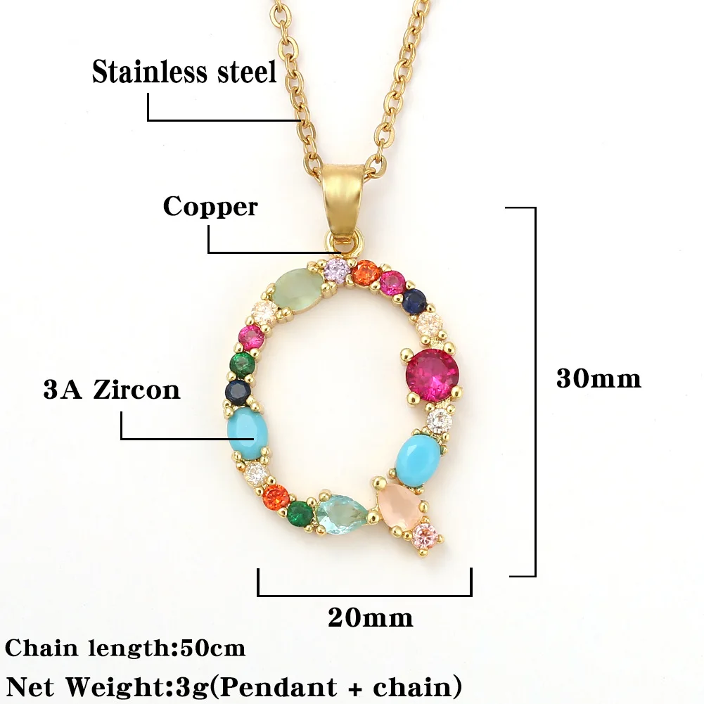 European and American New Fashion Color Zircon Necklace with Diamonds and English Alphabet Pendant Simple Ladies Accessories
European and American New Fashion Color Zircon Necklace with Diamonds and English Alphabet Pendant Simple Ladies Accessories