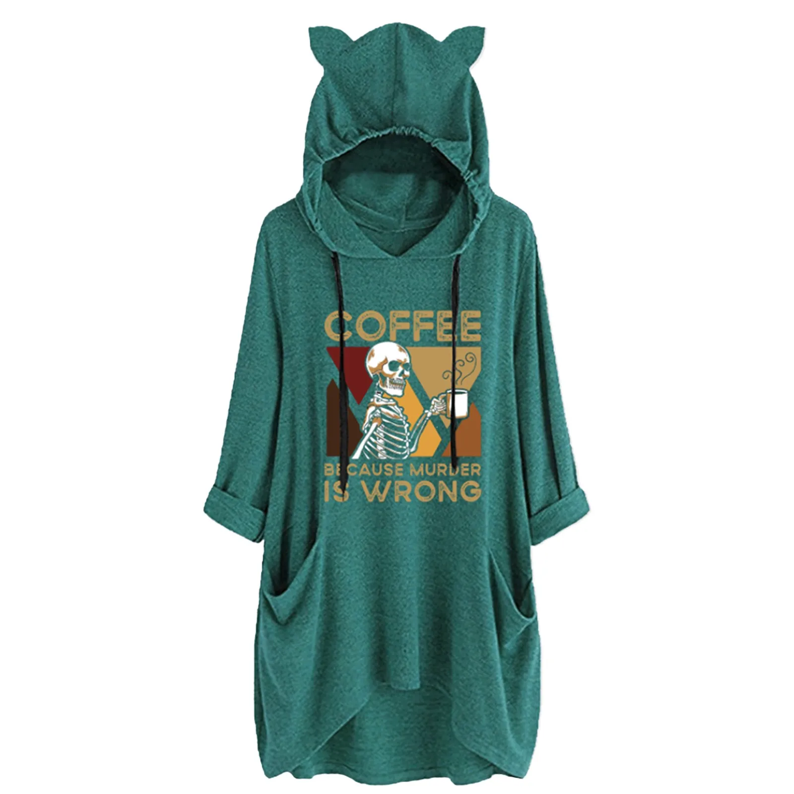 COFFEE BBCAUSE MURDER IS WRONG Harajuku Long Sleeve Pocket Cat Ear Hoodies Women Casual Loose Skull Print Streetwear Hooded Tops
COFFEE BBCAUSE MURDER IS WRONG Harajuku Long Sleeve Pocket Cat Ear Hoodies Women Casual Loose Skull Print Streetwear Hooded Tops