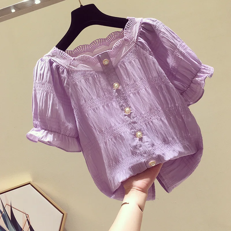 5XL Plus Size Women Solid Button Chiffon Blouse 2021 Short Sleeve Ruffles Purple Loose Shirts Casual Summer Tops Blusas Mujer De
5XL Plus Size Women Solid Button Chiffon Blouse 2021 Short Sleeve Ruffles Purple Loose Shirts Casual Summer Tops Blusas Mujer De