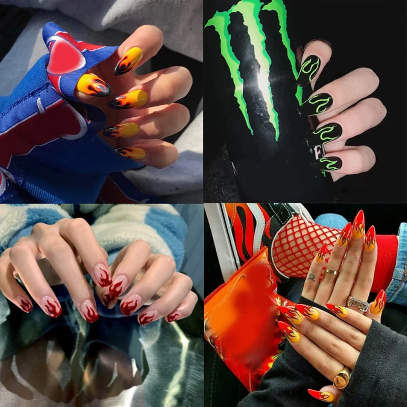 Wearable Flame Pattern False Long Nails Coffin Full Cover Fake Nails Artificial Nail Art Salon for Women Girls Beauty
Wearable Flame Pattern False Long Nails Coffin Full Cover Fake Nails Artificial Nail Art Salon for Women Girls Beauty