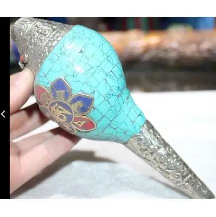 Fairy Decorative Handmade Tibet Silve Tibetan Turquoise Silver Scripture Words musical instrument Conch Horn Trumpet Statue
Fairy Decorative Handmade Tibet Silve Tibetan Turquoise Silver Scripture Words musical instrument Conch Horn Trumpet Statue