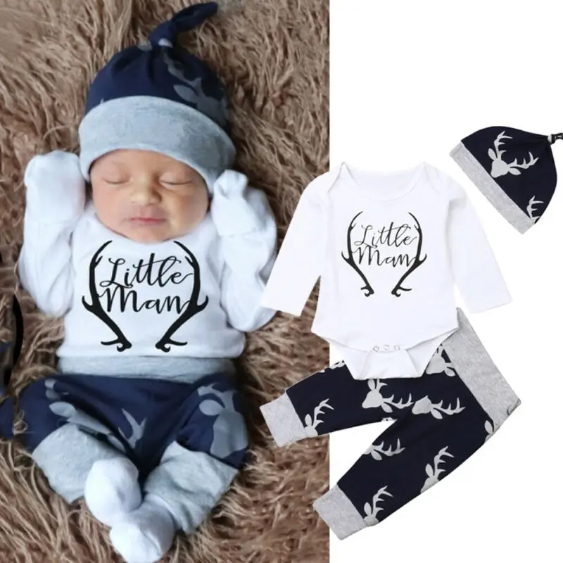 Baby Boys Christmas Clothes Girls Deer Print Long Sleeve Romper+ Pants +Hat Outfits 3pcs Clothes Newborn Xams Set
Baby Boys Christmas Clothes Girls Deer Print Long Sleeve Romper+ Pants +Hat Outfits 3pcs Clothes Newborn Xams Set