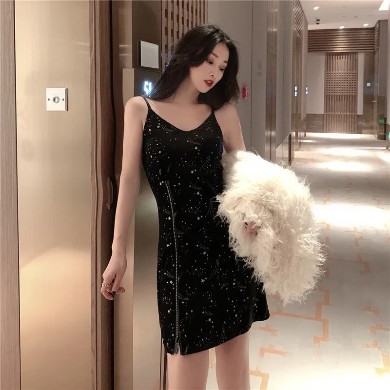 Lucyever Black Stars Gild Velvet Women's Dress Sexy Slash Neck Zipper Slip Dress Woman 2020 New Fashion Party Dresses Female
Lucyever Black Stars Gild Velvet Women's Dress Sexy Slash Neck Zipper Slip Dress Woman 2020 New Fashion Party Dresses Female