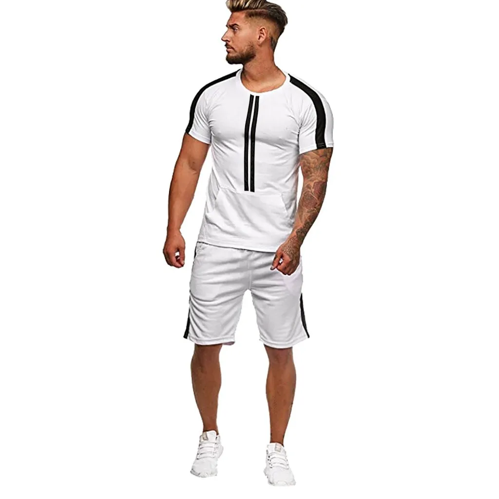 Men's Sets Summer Leisure Stripe Color Collision Short Sleeve Shorts Sports Thin Sets Tee Shirt Homme De Marque Ensembles Homme
Men's Sets Summer Leisure Stripe Color Collision Short Sleeve Shorts Sports Thin Sets Tee Shirt Homme De Marque Ensembles Homme