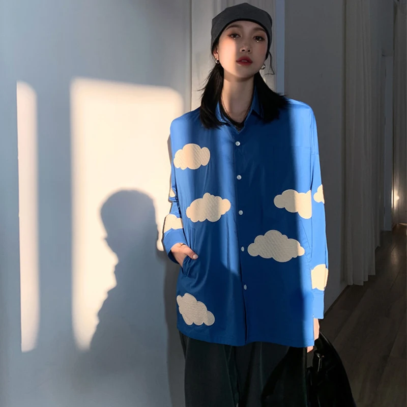 Oversized Blue Sky White Clouds embroidery loose shirt Women's blouses 2021 Spring Long sleeve Tops Blusas Mujer
Oversized Blue Sky White Clouds embroidery loose shirt Women's blouses 2021 Spring Long sleeve Tops Blusas Mujer
