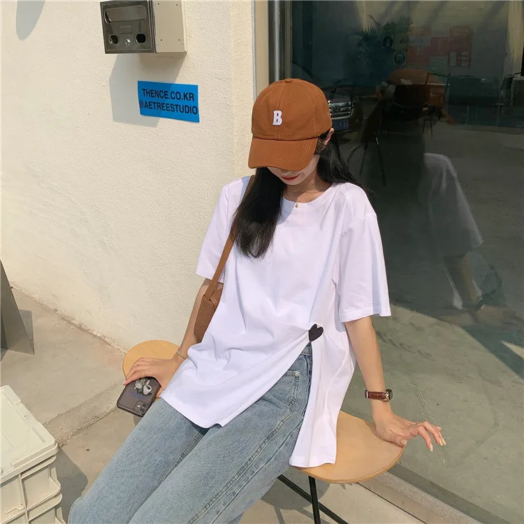 YTX385 2021 new Korean version loose mid-length irregular round neck embroidery side slit short-sleeved T-shirt
YTX385 2021 new Korean version loose mid-length irregular round neck embroidery side slit short-sleeved T-shirt