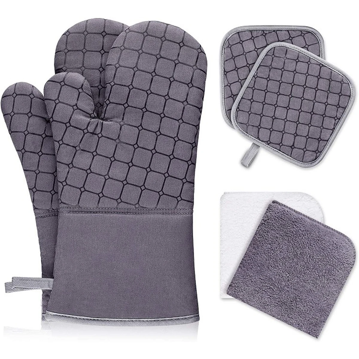 4 PCS Silicone Roaster Gloves 500℉ Heat Resistant Oven Mitts Pot Holder Sets Anti-Slip Soft Cotton Terry Mittens for Baking BBQ
4 PCS Silicone Roaster Gloves 500℉ Heat Resistant Oven Mitts Pot Holder Sets Anti-Slip Soft Cotton Terry Mittens for Baking BBQ