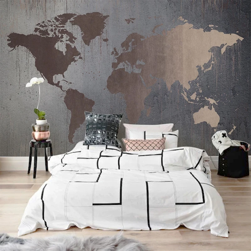 

Photo Wallpaper 3D Abstract Golden Map Cement Wall Murals Living Room Study Creative Decor Wall Papers 3 D Papel De Parede Sala