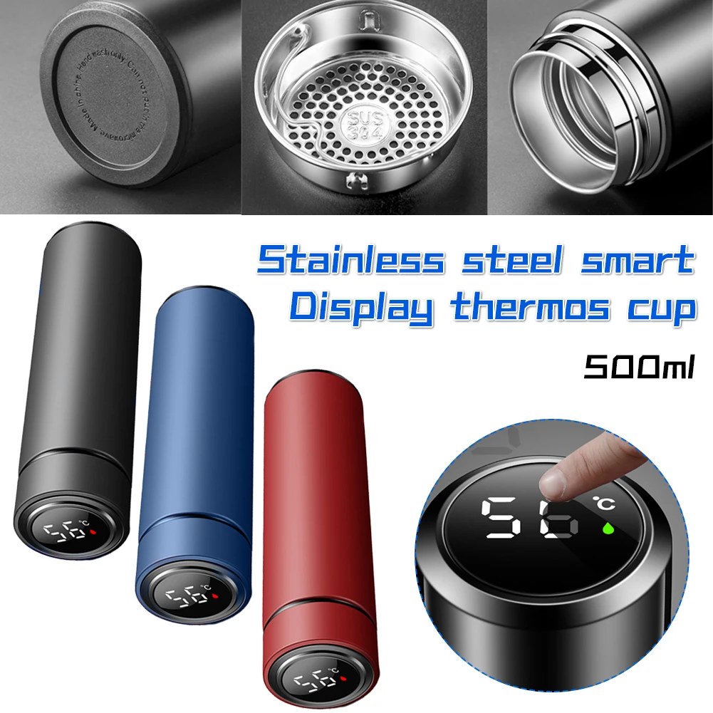 500ML Smart Portable Vacuum Insulated Water Bottle with Temperature Display Double-Wall Stainless Steel Keep Hot/Cold with Filte
500ML Smart Portable Vacuum Insulated Water Bottle with Temperature Display Double-Wall Stainless Steel Keep Hot/Cold with Filte