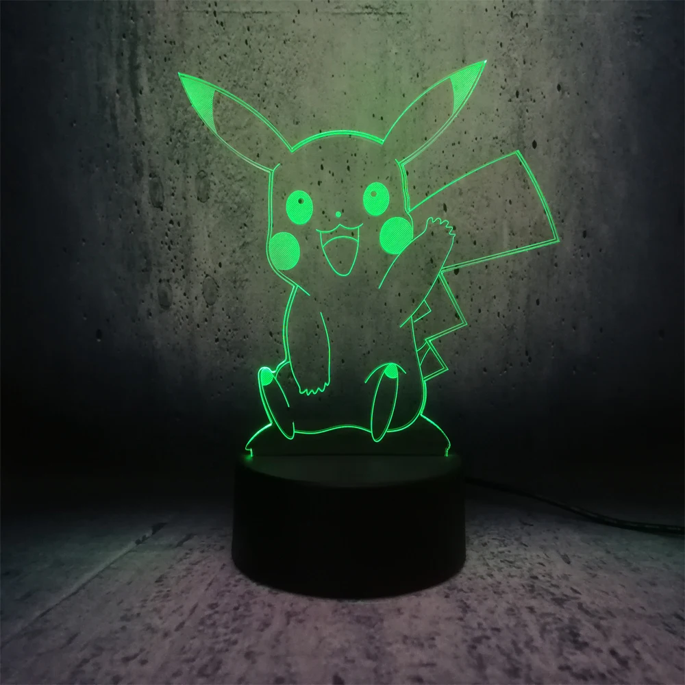 Новинка 2019 3D лампа Pokemon Pikachu USB ночник разноцветная светодиодная RGB детские