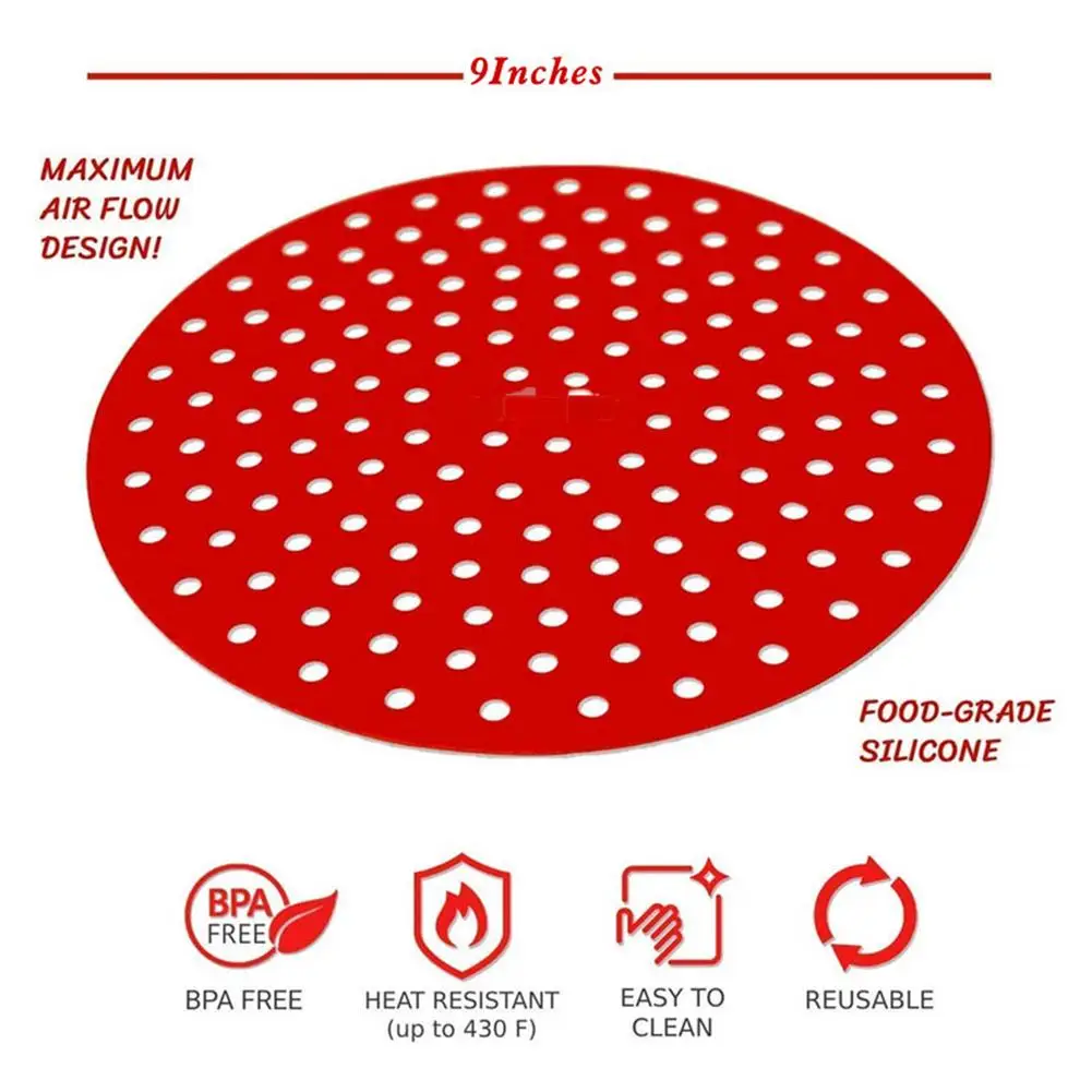 Reusable Air Fryer Liner BPA-free Anti-slip Round Air Fryer Mat Round Air Fryer Accessories Can Be Reused Non-slip Silicone Pad
Reusable Air Fryer Liner BPA-free Anti-slip Round Air Fryer Mat Round Air Fryer Accessories Can Be Reused Non-slip Silicone Pad