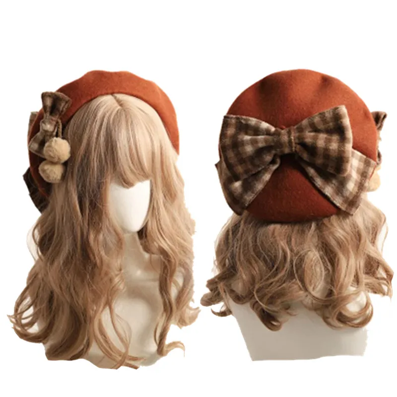Winter cute beret Women new British fashion retro big bow plaid painter hat Girl female Beanies Wholesale 2020
Winter cute beret Women new British fashion retro big bow plaid painter hat Girl female Beanies Wholesale 2020