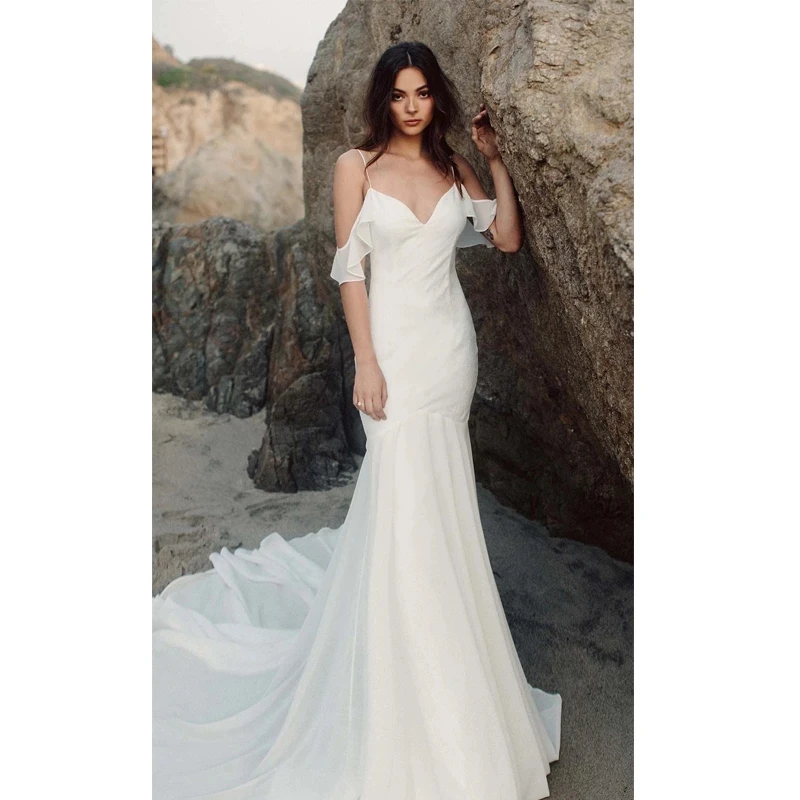 Simple Wedding Dress White V-Neck Floor-Length Satin Sleeveless Backless Mermaid Wedding Party De Fiesta Robe De Soiree
Simple Wedding Dress White V-Neck Floor-Length Satin Sleeveless Backless Mermaid Wedding Party De Fiesta Robe De Soiree