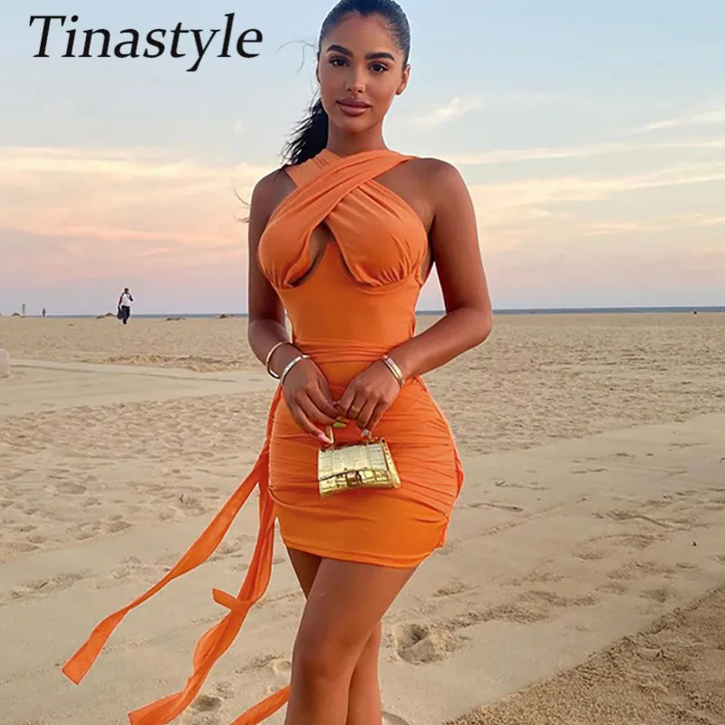 Женское облегающее платье-Холтер Tinastyle, однотонное короткое платье без рукавов, с открытой спиной, для ночного клуба и вечеринки,
Женское облегающее платье-Холтер Tinastyle, однотонное короткое платье без рукавов, с открытой спиной, для ночного клуба и вечеринки,