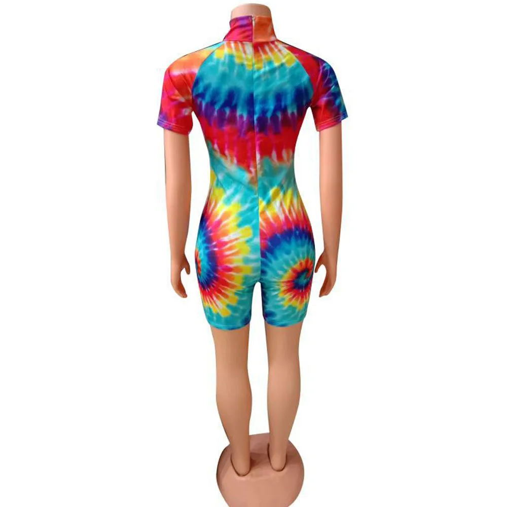 Turtleneck Raglan Sleeve Romper Back Zipper Up One Piece Overalls for Women Rainbow Tie Dye Print Short Jumpsuit Slim Sweatsuits
Turtleneck Raglan Sleeve Romper Back Zipper Up One Piece Overalls for Women Rainbow Tie Dye Print Short Jumpsuit Slim Sweatsuits