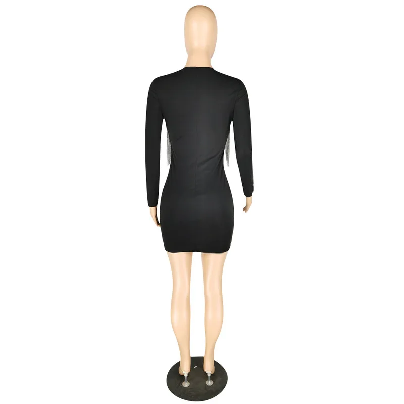 Tassels Patchwork Sexy Pencil Mini Dress Women Deep V Neck Long Sleeve Bodycon Dress Elegant Female High Waist Club Party Dress
Tassels Patchwork Sexy Pencil Mini Dress Women Deep V Neck Long Sleeve Bodycon Dress Elegant Female High Waist Club Party Dress