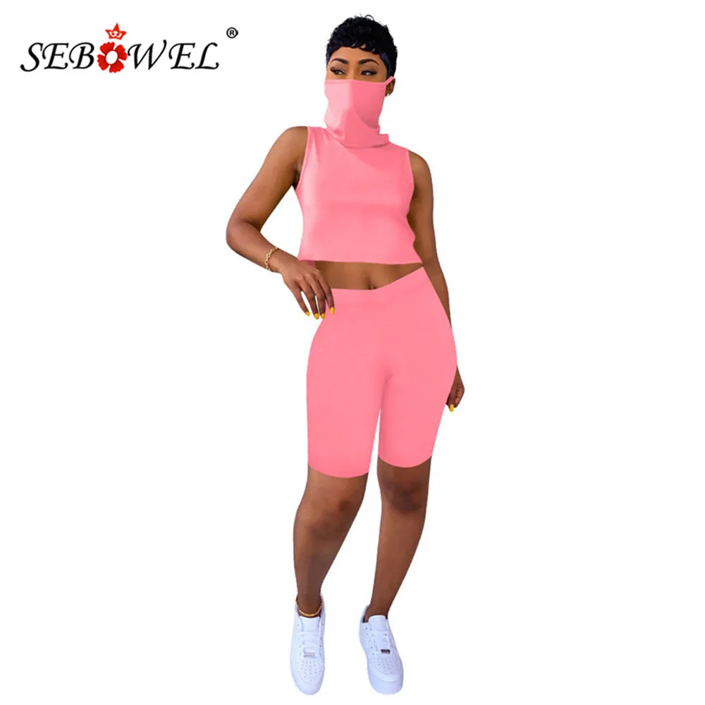 SEBOWEL Summer Casual Woman Cropped Top + Shorts Sets Design High Neck can used as Masks Female Solid Color Outfits Two Pieces
SEBOWEL Summer Casual Woman Cropped Top + Shorts Sets Design High Neck can used as Masks Female Solid Color Outfits Two Pieces