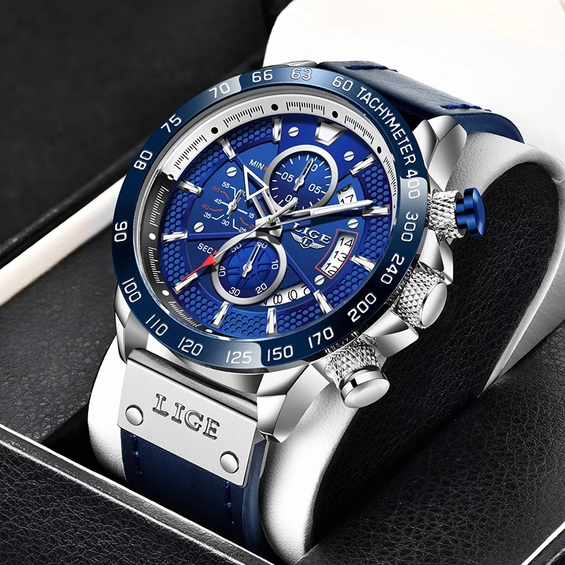 LIGE Classic Blue Leather Men Watch Top Luxury Chronograph Military Waterproof Men Quartz Wristwatches Casual Sports Watch Men
LIGE Classic Blue Leather Men Watch Top Luxury Chronograph Military Waterproof Men Quartz Wristwatches Casual Sports Watch Men