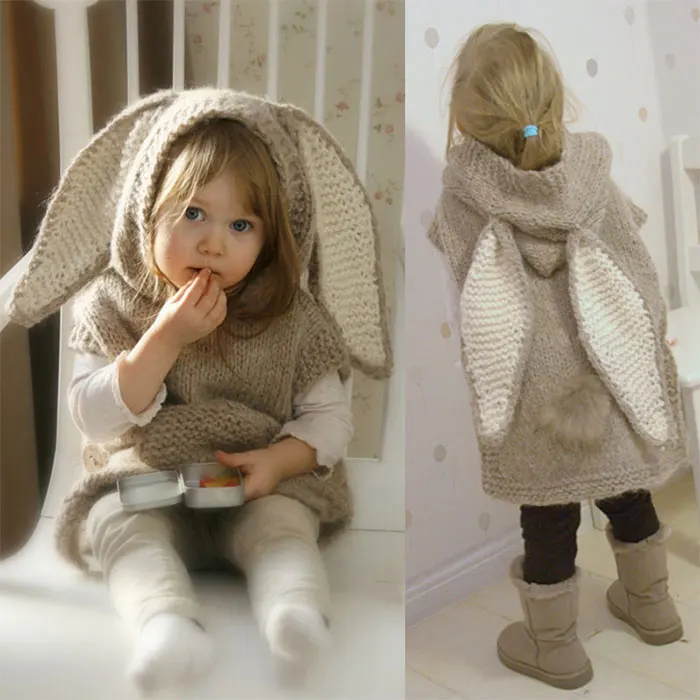 Фото Свитер с заячьими ушками милый модный свитер детская Подарочная одежда