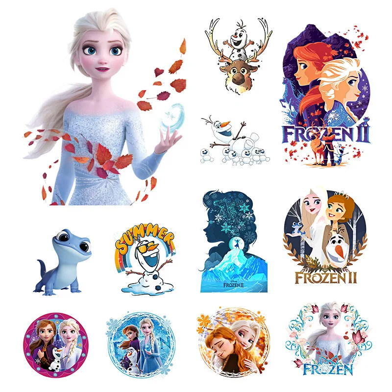 Наклейки Disney Movie Heat Transfers Vinyl Stickers Frozen Elsa Anna Princess Cartoon Patches для одежды Патчи на гладить Для девочек.