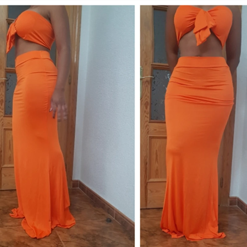 Two Piece Set Summer Dress Women 2021 Orange Strapless Maxi Dresses Floor Length Plus Size Sexy Beach Wear Boho Vestidos Outfits
Two Piece Set Summer Dress Women 2021 Orange Strapless Maxi Dresses Floor Length Plus Size Sexy Beach Wear Boho Vestidos Outfits