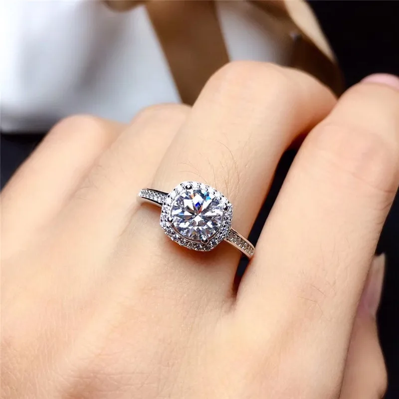 LeeChee Moissanite кольцо 1CT VVS 6 5 мм лабораторный алмаз с сертификатом для женщин