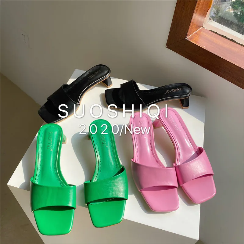 Summer Women Slippers2021Fashion High Heels Square Toe Rubber PU Leisure Beach Green Flip Flops Sandalias Mujer Size 42
Summer Women Slippers2021Fashion High Heels Square Toe Rubber PU Leisure Beach Green Flip Flops Sandalias Mujer Size 42