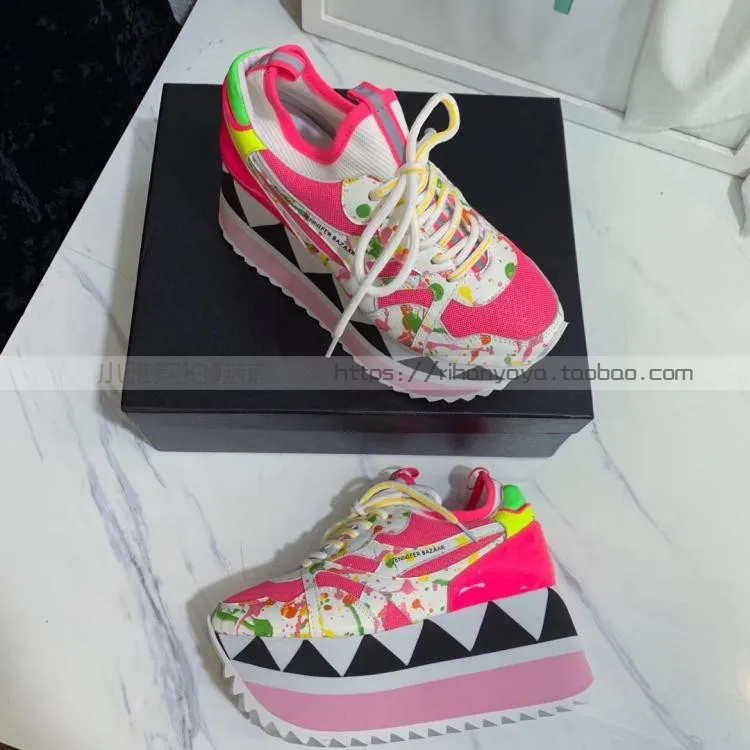 Thick-Soled Cake Bottom Cowhide Graffiti Shoes Mixed-Color Women Casual Shoes Flat Platform Rainbow Super High Zapatillas Mujer
Thick-Soled Cake Bottom Cowhide Graffiti Shoes Mixed-Color Women Casual Shoes Flat Platform Rainbow Super High Zapatillas Mujer