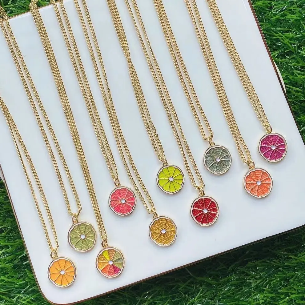 5Pcs Summer New Enamel Lemon Charms Fashion Pendants Necklace Neon Fruit With Chunky Chain Jewelry
5Pcs Summer New Enamel Lemon Charms Fashion Pendants Necklace Neon Fruit With Chunky Chain Jewelry
