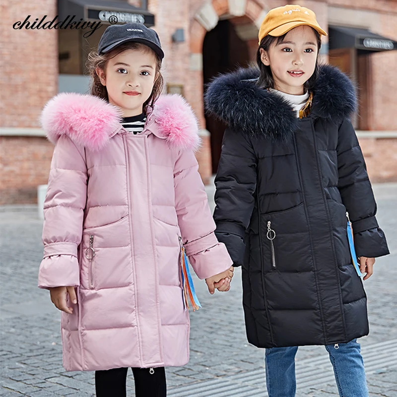 Фото Детская пуховая куртка теплая зимняя для девочек утепленный комбинезон детские
