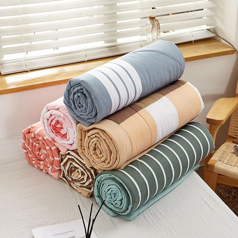 Summer Washed Cotton Quilt Soft Breathable Cover Blanket Light Thin Stripe Printed Comforter Bed Cover Home Textiles Bed Linens
Summer Washed Cotton Quilt Soft Breathable Cover Blanket Light Thin Stripe Printed Comforter Bed Cover Home Textiles Bed Linens