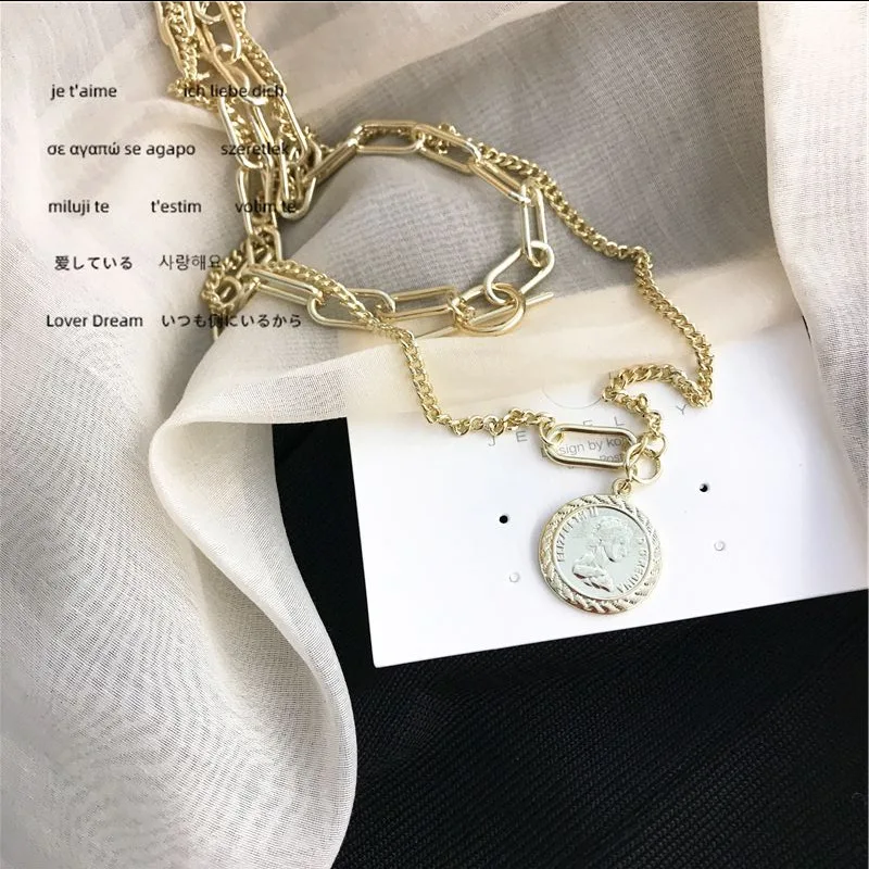 2020 New Korean Vintage Fashion Multi Layer Portrait Pendants Necklaces For Women Gift Gold Silver Color Metal Bracelets Jewelry
2020 New Korean Vintage Fashion Multi Layer Portrait Pendants Necklaces For Women Gift Gold Silver Color Metal Bracelets Jewelry
