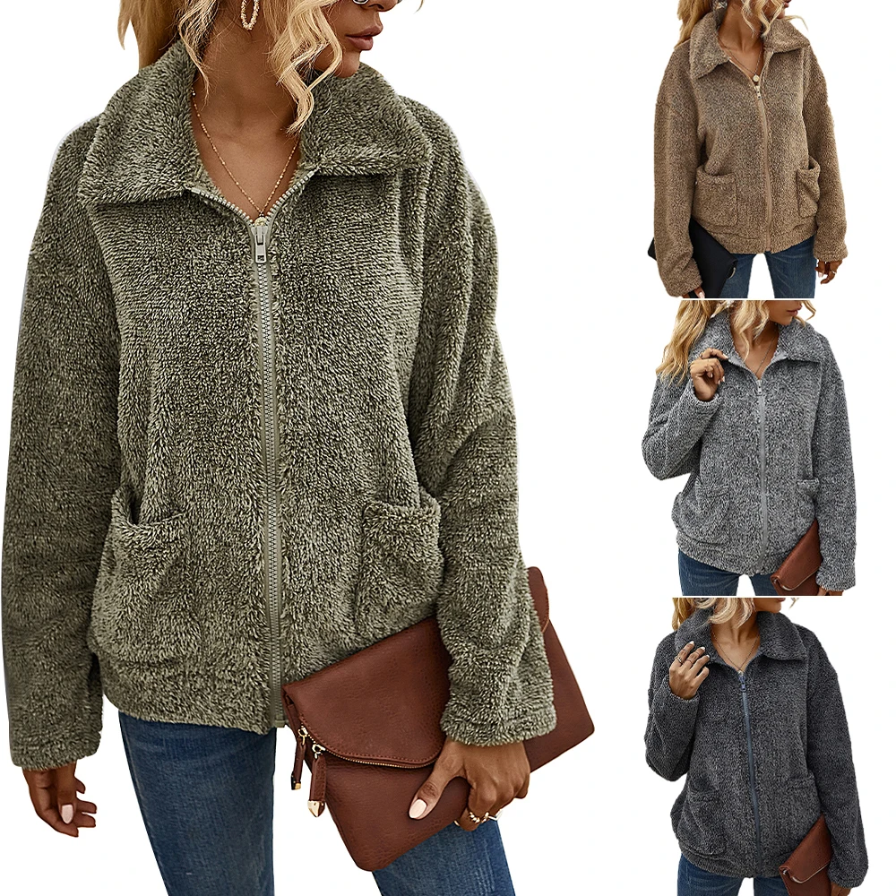 Woman Jacket Teddy Casual Winter Long Sleeve Outwear Turn Down Collar Zipper Fleece Coats and Jackets
Woman Jacket Teddy Casual Winter Long Sleeve Outwear Turn Down Collar Zipper Fleece Coats and Jackets
