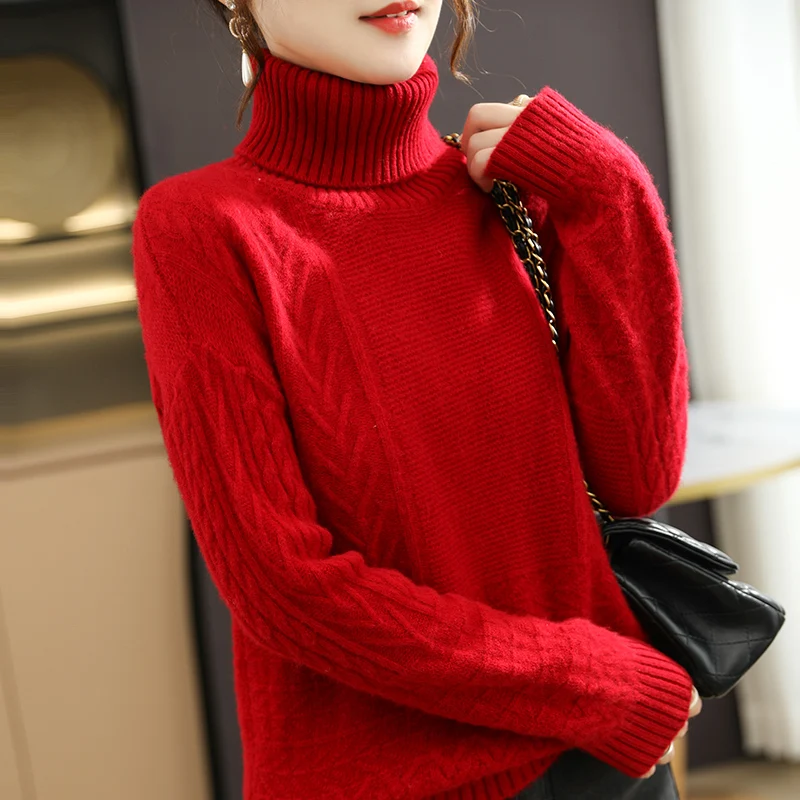 LONGMING Women Turtleneck Sweater 100% Merino Wool Winter Knitted Sweater Pullover Jumpers Female Cashmere Sweaters Knit Tops
LONGMING Women Turtleneck Sweater 100% Merino Wool Winter Knitted Sweater Pullover Jumpers Female Cashmere Sweaters Knit Tops