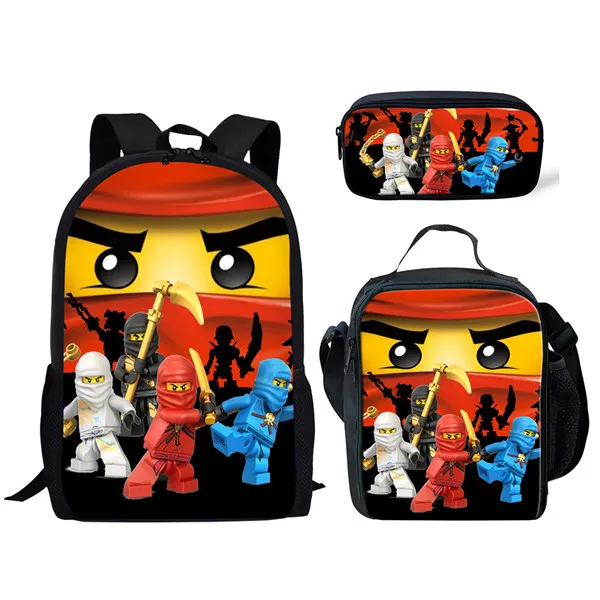 Новая игра LEGO Ninjago школьные ранцы 3 шт./компл. для мальчиков и подростков школьный