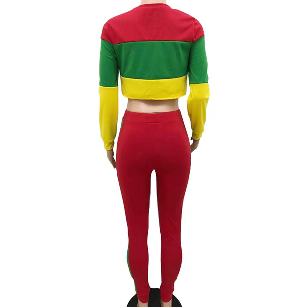 Patchwork Contrast Color Two Piece Set Women Full Sleeve Letter Print Crop Top and Drawstring Skinny Long Pant Activewear Outfit
Patchwork Contrast Color Two Piece Set Women Full Sleeve Letter Print Crop Top and Drawstring Skinny Long Pant Activewear Outfit