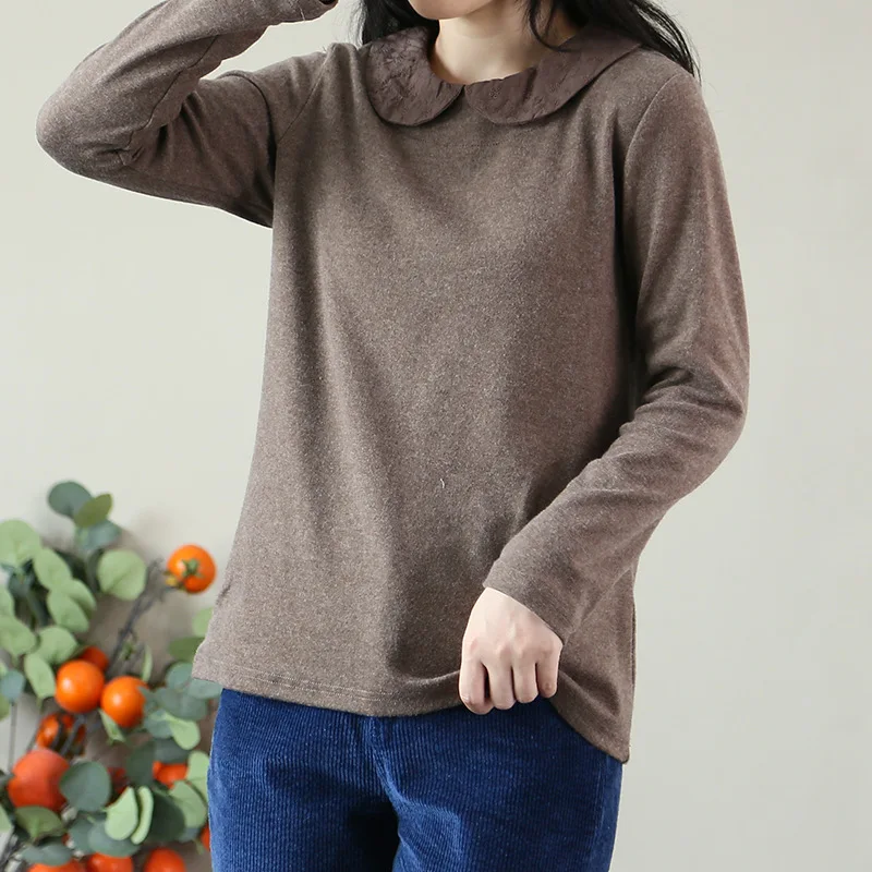 2021 fall/winter new style sanded thick sweet beauty doll collar bottoming shirt
2021 fall/winter new style sanded thick sweet beauty doll collar bottoming shirt
