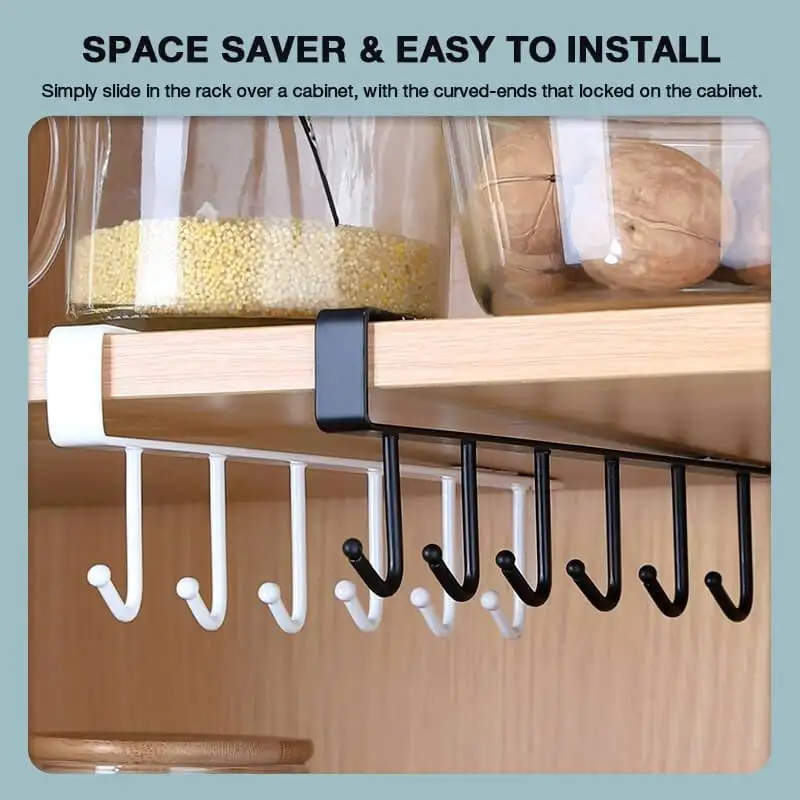 Under-Cabinet Hanger Rack Kitchen Hooks Self Adhesive 6 Hooks Home Multifunction Cup Holder Handbag Clothes Hanging Rack
Under-Cabinet Hanger Rack Kitchen Hooks Self Adhesive 6 Hooks Home Multifunction Cup Holder Handbag Clothes Hanging Rack