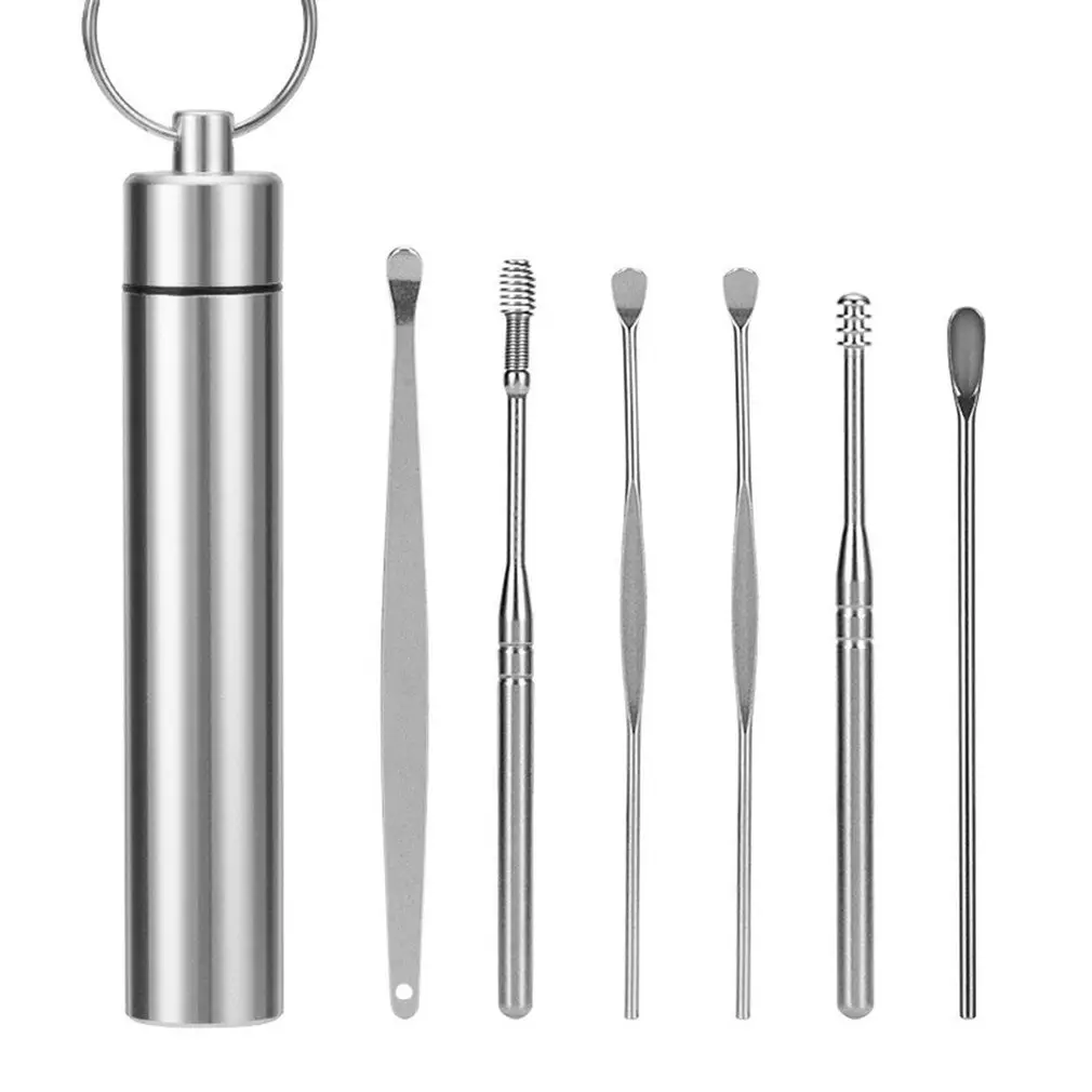 Earpick 6-Piece Scoop In Aluminum Barrel Elastic Mallet Spring Head 360 Degree Rotation Ladle Ear Scoop 
Earpick 6-Piece Scoop In Aluminum Barrel Elastic Mallet Spring Head 360 Degree Rotation Ladle Ear Scoop