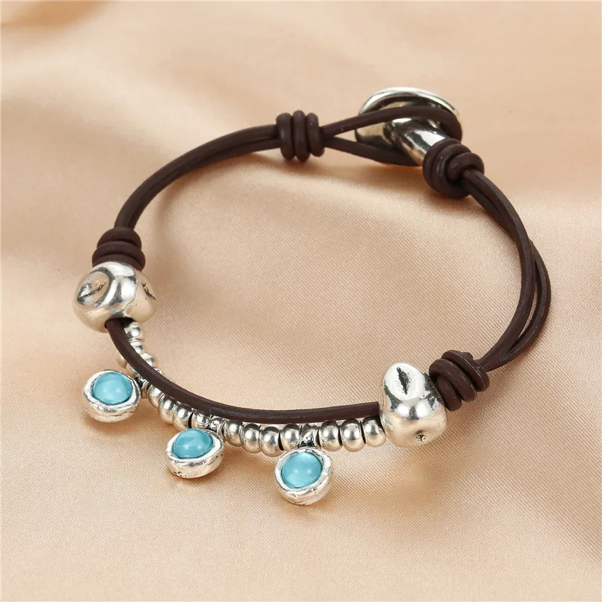 Sandrine Fashion Female Jewelry Vintage Antqiue Silver Color Candy Beads Leather Bracelet For Women Christmas Party Jewelry Gift
Sandrine Fashion Female Jewelry Vintage Antqiue Silver Color Candy Beads Leather Bracelet For Women Christmas Party Jewelry Gift